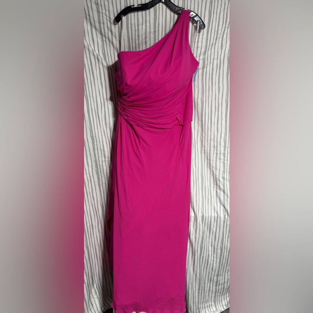 BNWT-David's Bridal Dress | One-Shoulder Georgette Cascade Bridesmaid Dress
